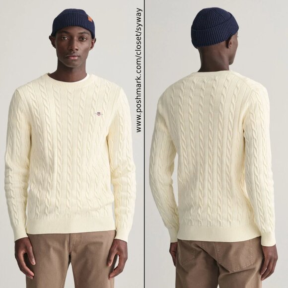 GANT Fine Lambswool Cable Knit Sweater NWT - Picture 1 of 13